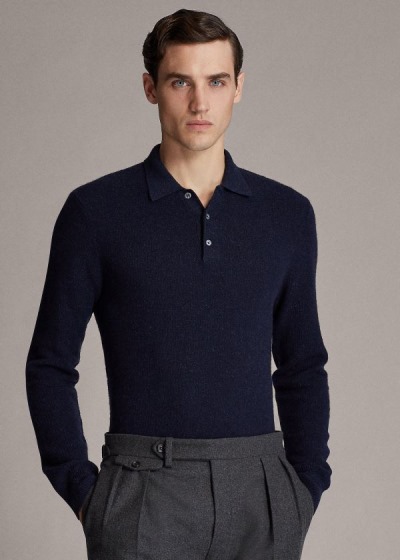 Suéter Ralph Lauren Cashmere Polo-Collar Homem 63905-TXYB